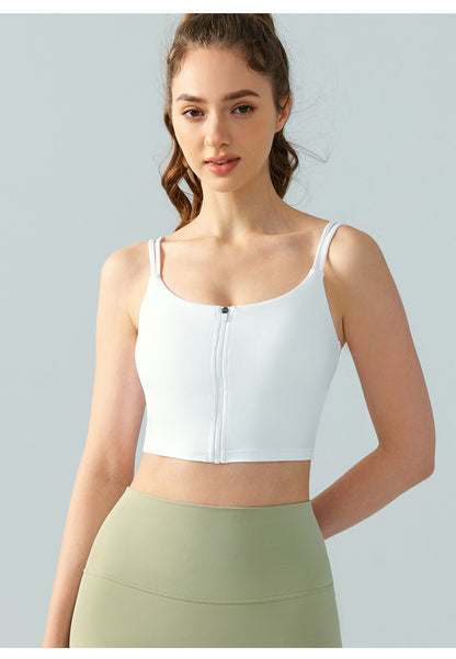 Double-Shoulder Strap Zip-Front Yoga Sports Bra - My Store