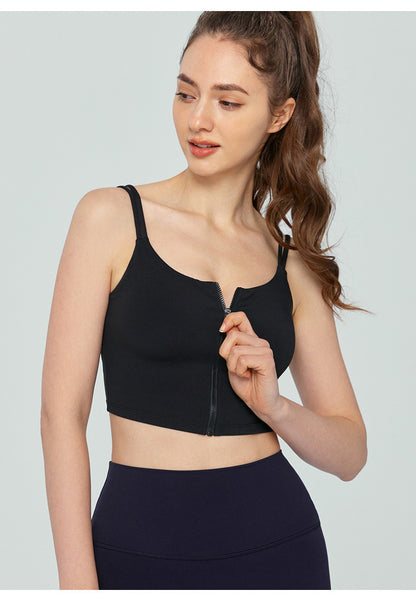 Double-Shoulder Strap Zip-Front Yoga Sports Bra - My Store