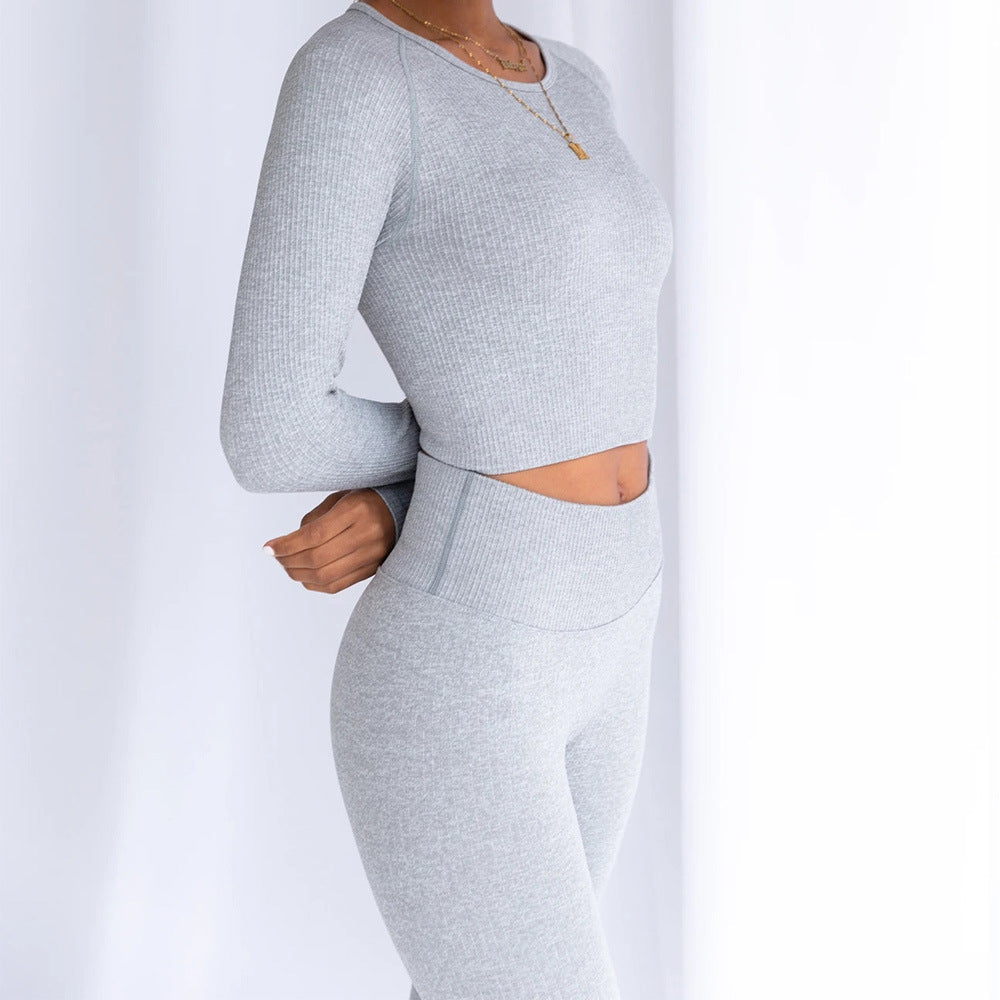 Ladies Ribbed Seamless 2-Piece Yoga Set - My Store